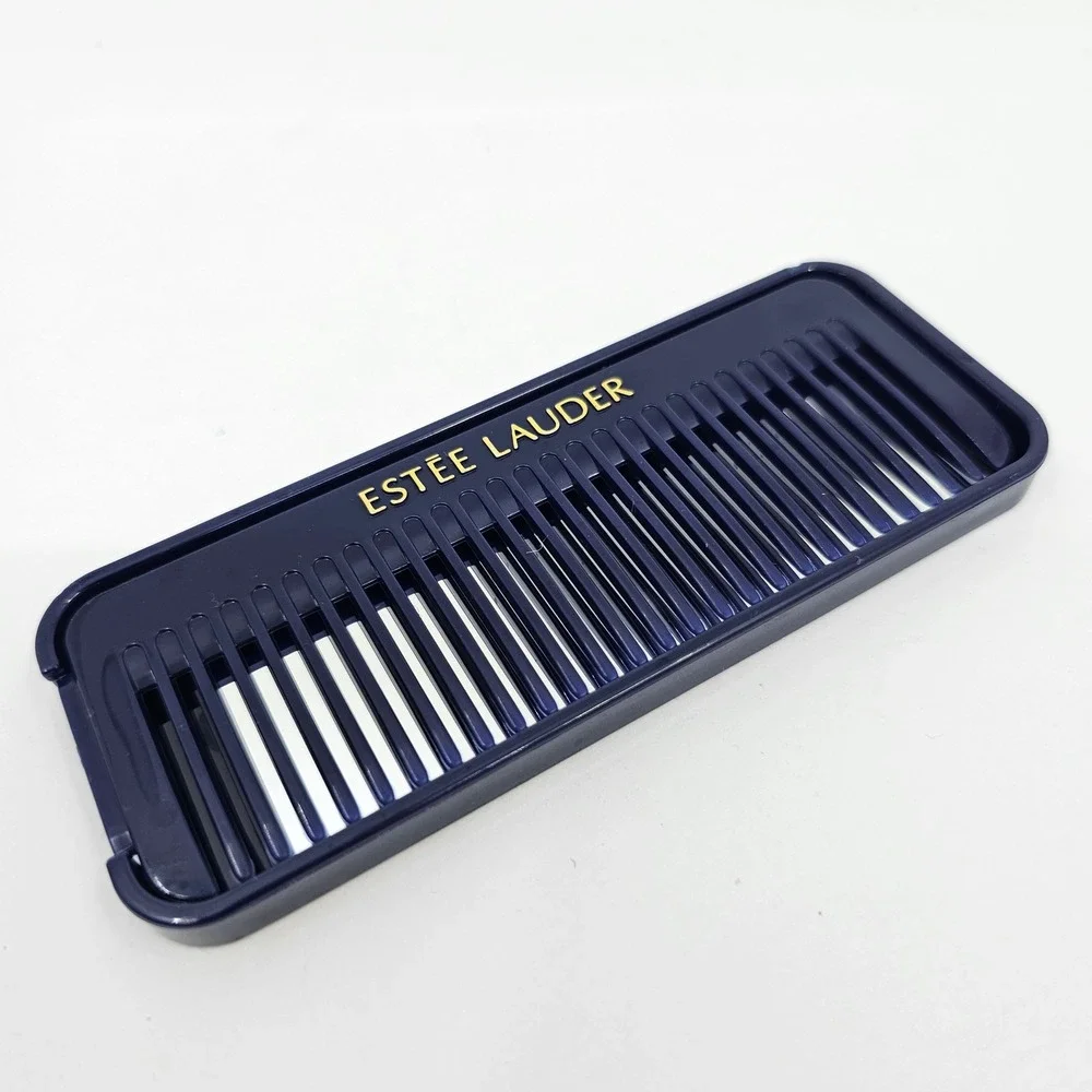 Estee Lauder Travel Hair Comb Navy Blue with Built-in Mirror Gold Logo 5 Inch